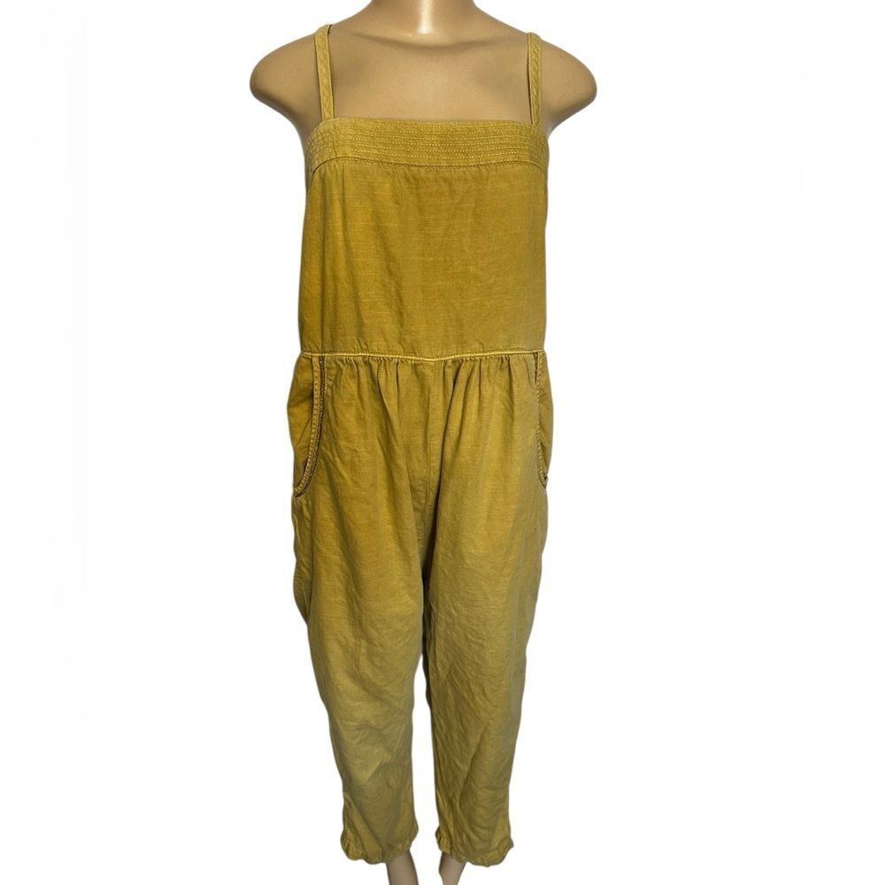 Anthropologie Postage Stamp mustard Yellow Romper jumpsuit size medium - Picture 1 of 9